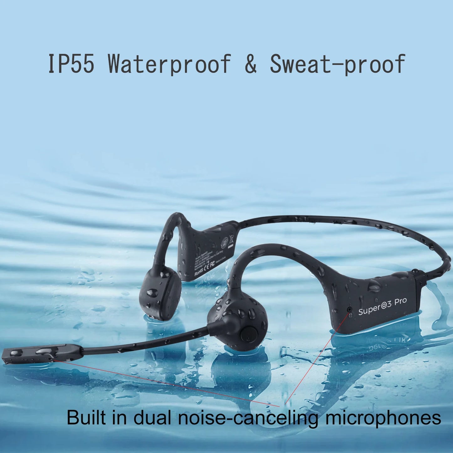 IPX8 Waterproof Headset With 32G TF Card V5.3 Bluetooth Headphones  Wireless AI Earphones  Headphones Headset for Sports