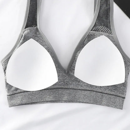 Seamless Sports Bras For Women Plunge Yoga Tube Top Female Brassiere Deep V Sexy Fitness Underwear Backless Bralette Lingerie