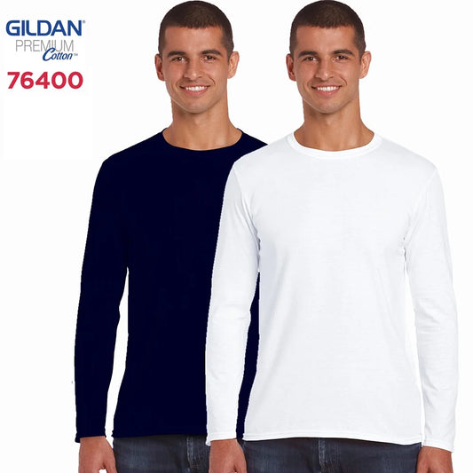 GILDAN 76400 Men 100% Cotton T-shirts Solid Long Sleeve O-Neck T Shirt Mens Tops Tees Basic Winter Autumn TShirts Male