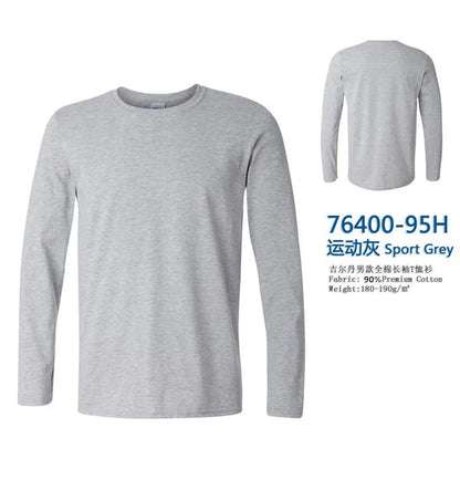 GILDAN 76400 Men 100% Cotton T-shirts Solid Long Sleeve O-Neck T Shirt Mens Tops Tees Basic Winter Autumn TShirts Male