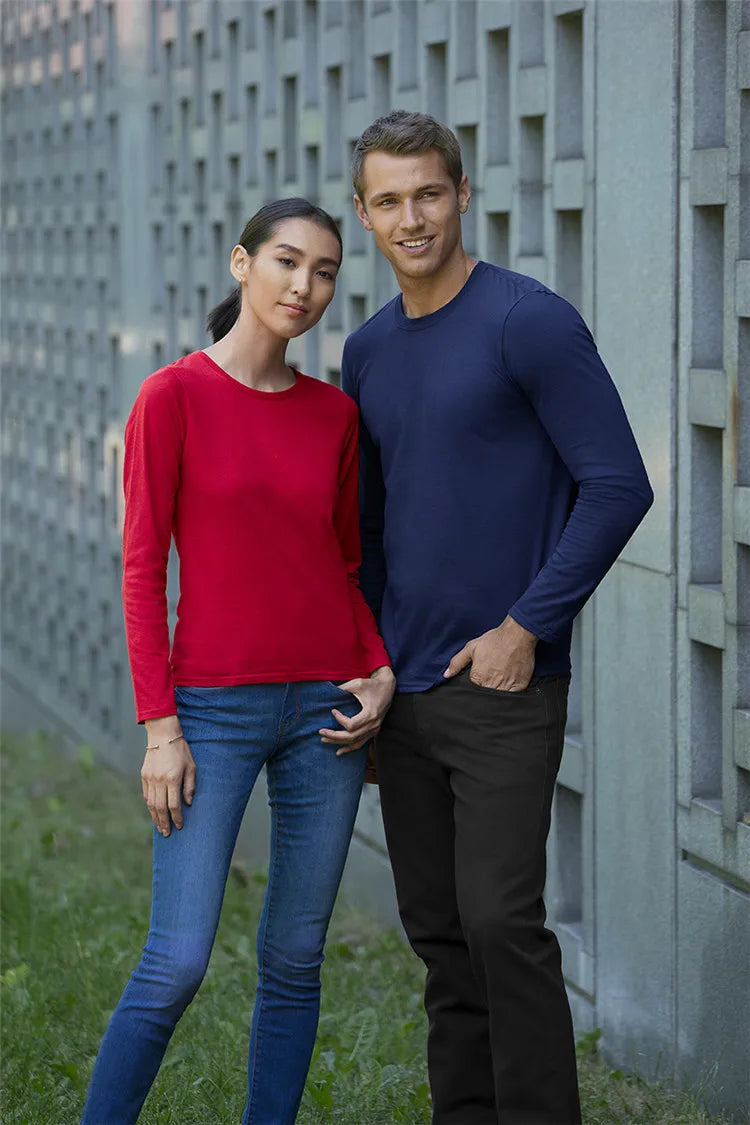 GILDAN 76400 Men 100% Cotton T-shirts Solid Long Sleeve O-Neck T Shirt Mens Tops Tees Basic Winter Autumn TShirts Male