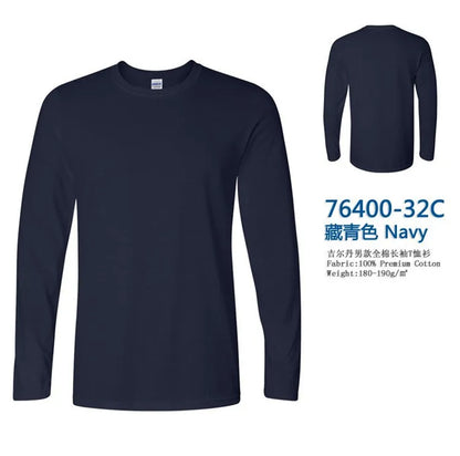 GILDAN 76400 Men 100% Cotton T-shirts Solid Long Sleeve O-Neck T Shirt Mens Tops Tees Basic Winter Autumn TShirts Male