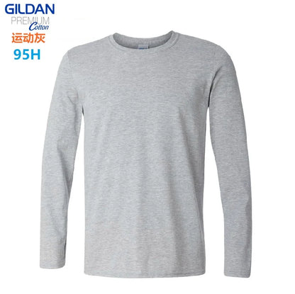 GILDAN 76400 Men 100% Cotton T-shirts Solid Long Sleeve O-Neck T Shirt Mens Tops Tees Basic Winter Autumn TShirts Male