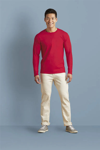 GILDAN 76400 Men 100% Cotton T-shirts Solid Long Sleeve O-Neck T Shirt Mens Tops Tees Basic Winter Autumn TShirts Male