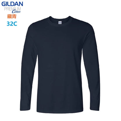 GILDAN 76400 Men 100% Cotton T-shirts Solid Long Sleeve O-Neck T Shirt Mens Tops Tees Basic Winter Autumn TShirts Male