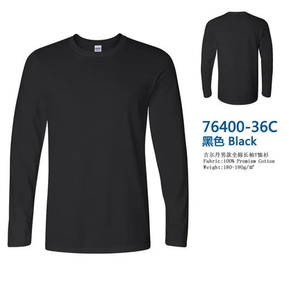 GILDAN 76400 Men 100% Cotton T-shirts Solid Long Sleeve O-Neck T Shirt Mens Tops Tees Basic Winter Autumn TShirts Male