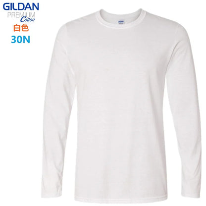 GILDAN 76400 Men 100% Cotton T-shirts Solid Long Sleeve O-Neck T Shirt Mens Tops Tees Basic Winter Autumn TShirts Male