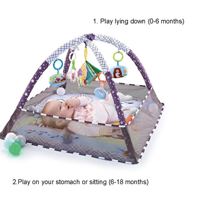 Multifunctional Fitness Frame Round Play Crawling Mat 0-12 Months Baby Puzzle Game Blanket Fun Sounding Pendant Gift For Kid
