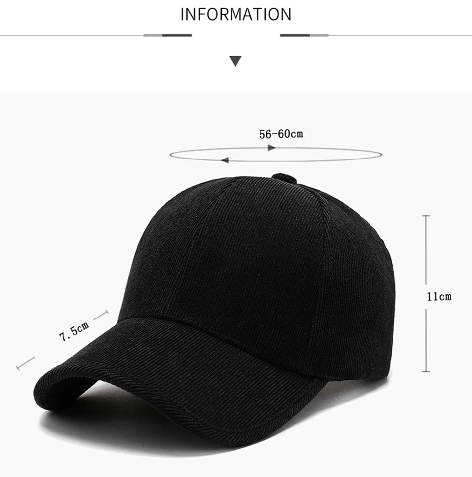 FS Army Green Yellow Winter Corduroy Caps For Men Luxury Brand Women Hat Warm Streetwear Hip Hop Baseball Cap Bone Masculino