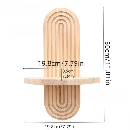 1Pc Wooden Wall Mounted Shelves, Boho Style Rack, Modern Home Decor for Living Room, Bathroom Display Decoration