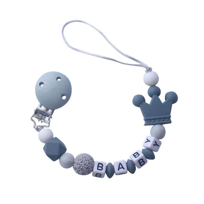Handmade free personalized name silicone baby pacifier clip silicone crown koala pacifier chain holder baby safe teethin