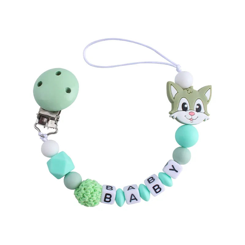 Handmade free personalized name silicone baby pacifier clip silicone crown koala pacifier chain holder baby safe teethin