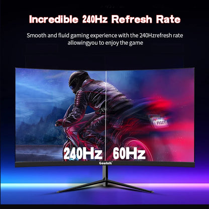 Gawfolk 32 Zoll Gaming Monitor Curved 1800R, 240Hz PC Bildschirm Full HD 1080P, Rahmenloses 1800R Gebogenes Computer Bildschirm