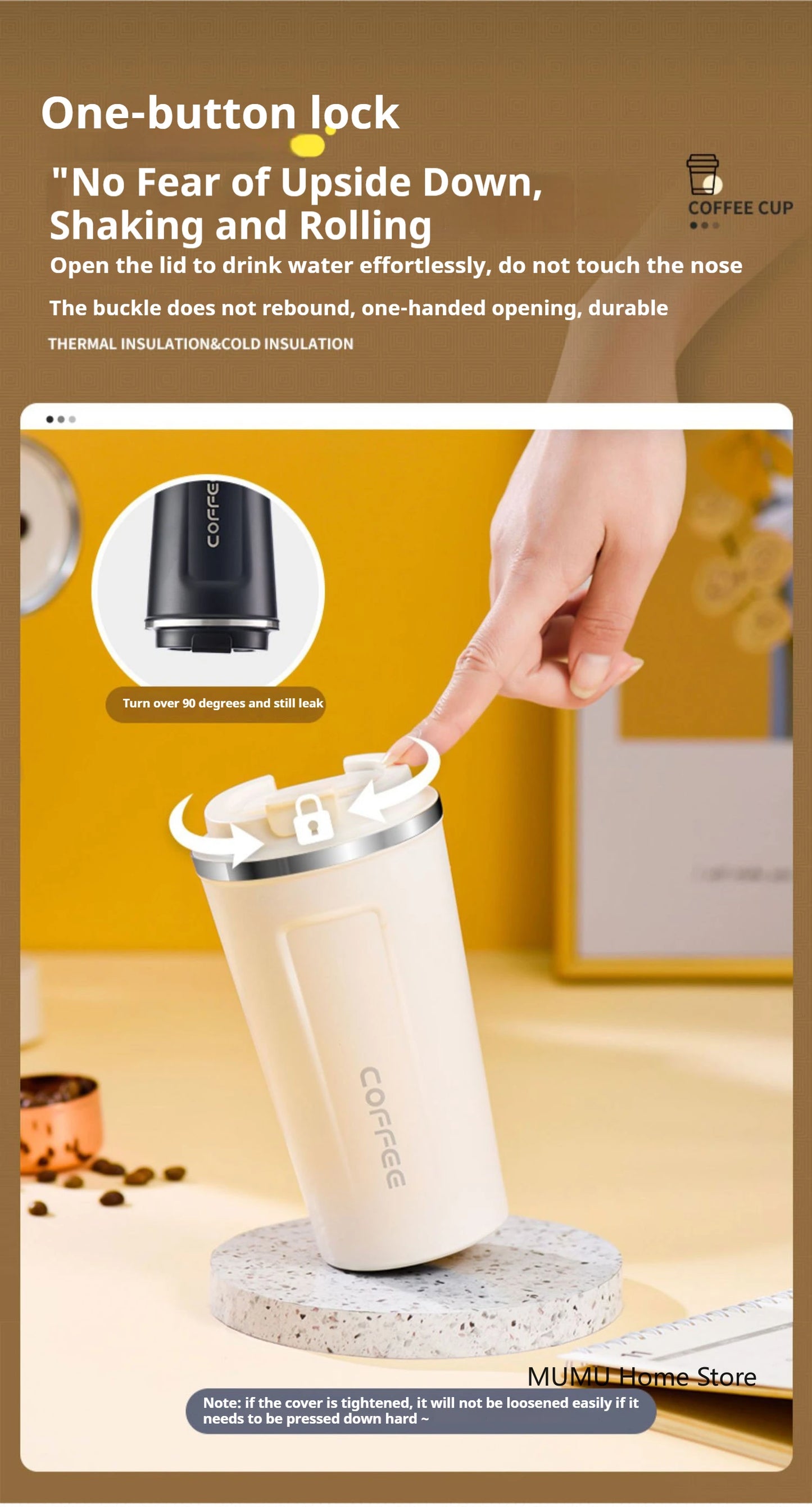 380/510ML Stainless Steel Coffee Mug Portable Tumbler Vacuum Flasks Car Thermal Cup Keeps Cold and Heat Thermal Mug Coffee Cup