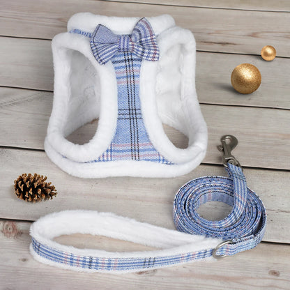 Winter Warm Pet Dog Harness Leash Set Soft Fur Padded Puppy Cat Harness Vest Thick Dogs Vest For Small Medium Dogs Chihuahua Pug