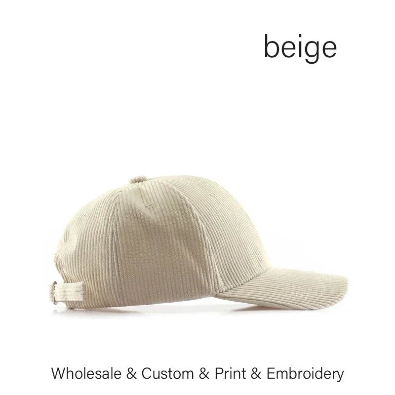 SLECKTON Custom Baseball Cap for Women and Men Fashion Design Brand LOGO Letter Embroidery Hats Corduroy Hats Unisex Wholesale