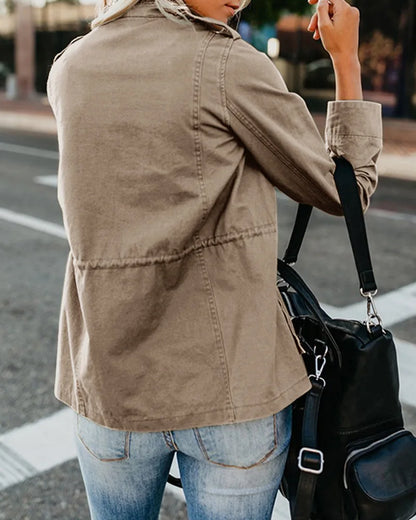 PinePear 2026 Spring Women Military Anorak Jackets Zip Up Snap Buttons Parka Safari Utility Coats Outwear with Pockets