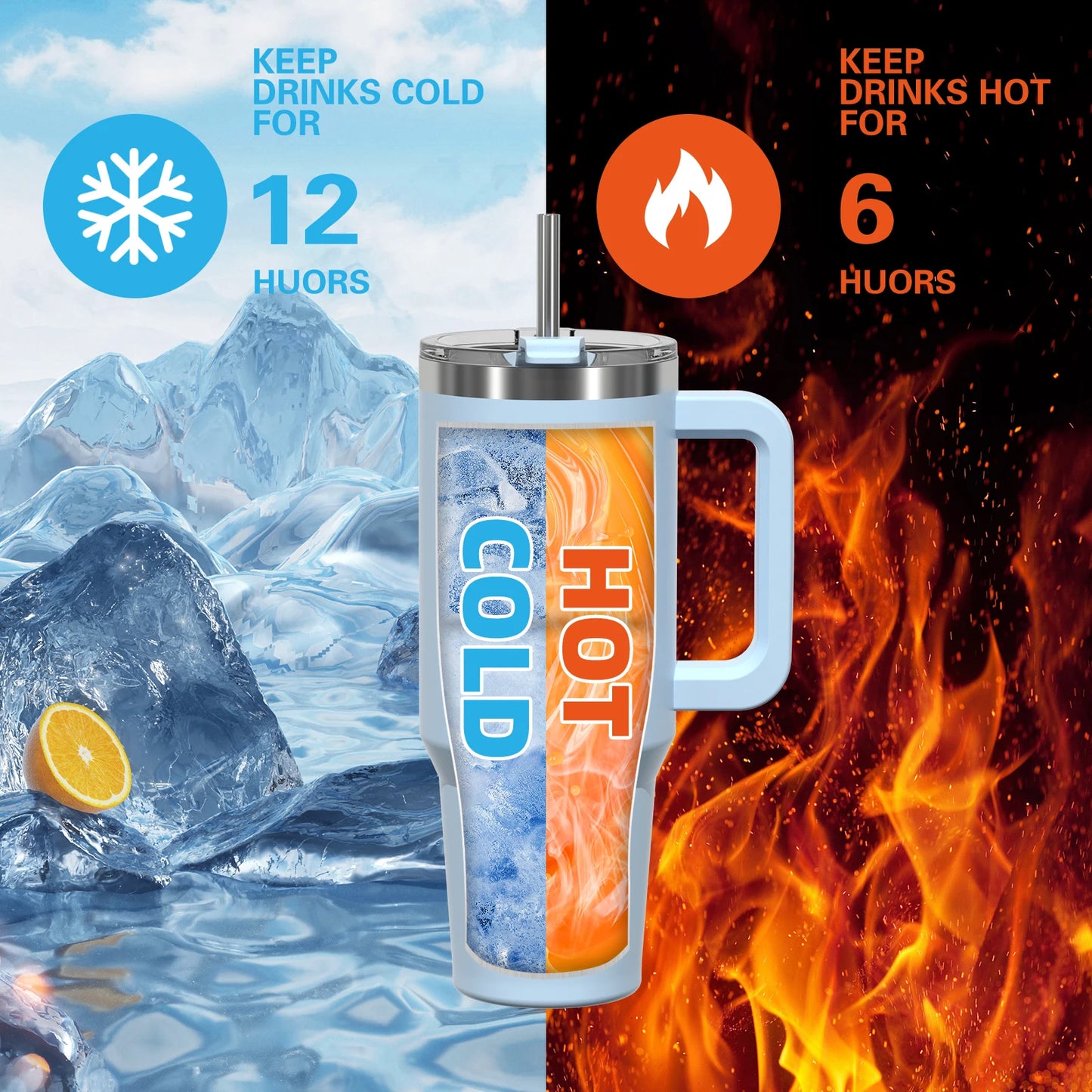 891/1182ml Insulated Mug With Handle And Straw Large Capacity 40oz Tumbler Stainless Steel Water Bottle Office Home Thermal Mug