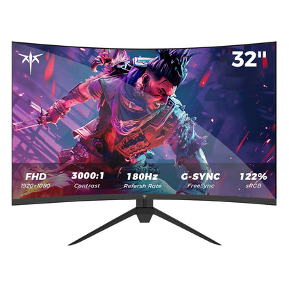 KTC 32inch H32S17C Curved Gaming Monitor,16:9Aspect Ratio,1920x1080@180HzResolution,16.7M 8Bit,32 Inch,180Hz Refresh Rate
