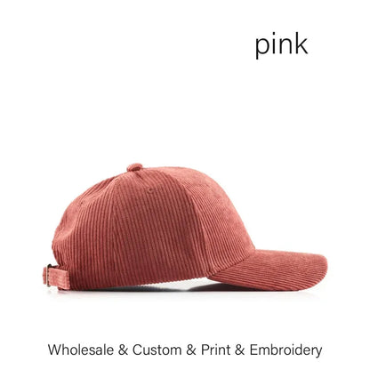 SLECKTON Custom Baseball Cap for Women and Men Fashion Design Brand LOGO Letter Embroidery Hats Corduroy Hats Unisex Wholesale