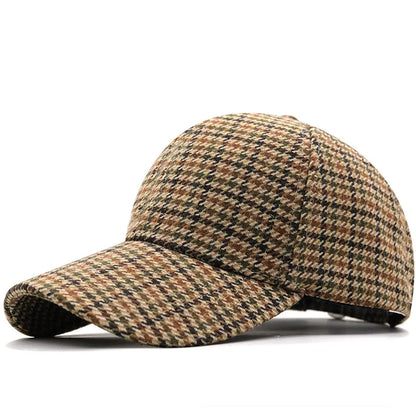Plaid Baseball Cap - Warm, Lightweight & Adjustable for Autumn/Winter Outdoor Activities