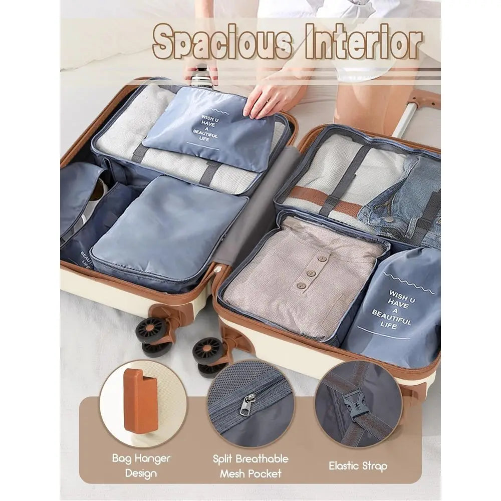 5-Piece Hardshell Luggage Set with Wheels, ABS Carry-On Suitcases, TSA Lock for Travel