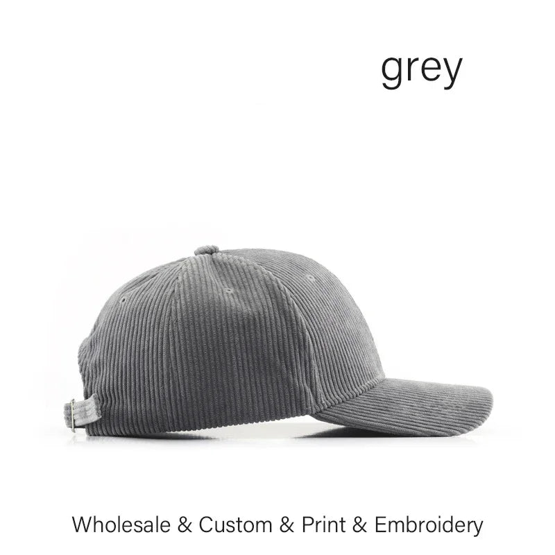 SLECKTON Custom Baseball Cap for Women and Men Fashion Design Brand LOGO Letter Embroidery Hats Corduroy Hats Unisex Wholesale