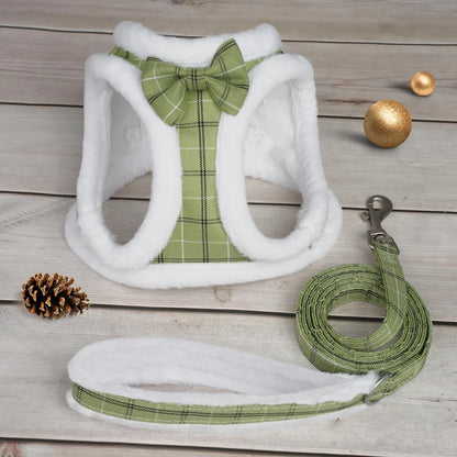 Winter Warm Pet Dog Harness Leash Set Soft Fur Padded Puppy Cat Harness Vest Thick Dogs Vest For Small Medium Dogs Chihuahua Pug