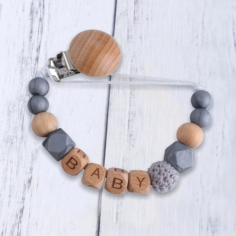 Handmade free personalized name silicone baby pacifier clip silicone crown koala pacifier chain holder baby safe teethin