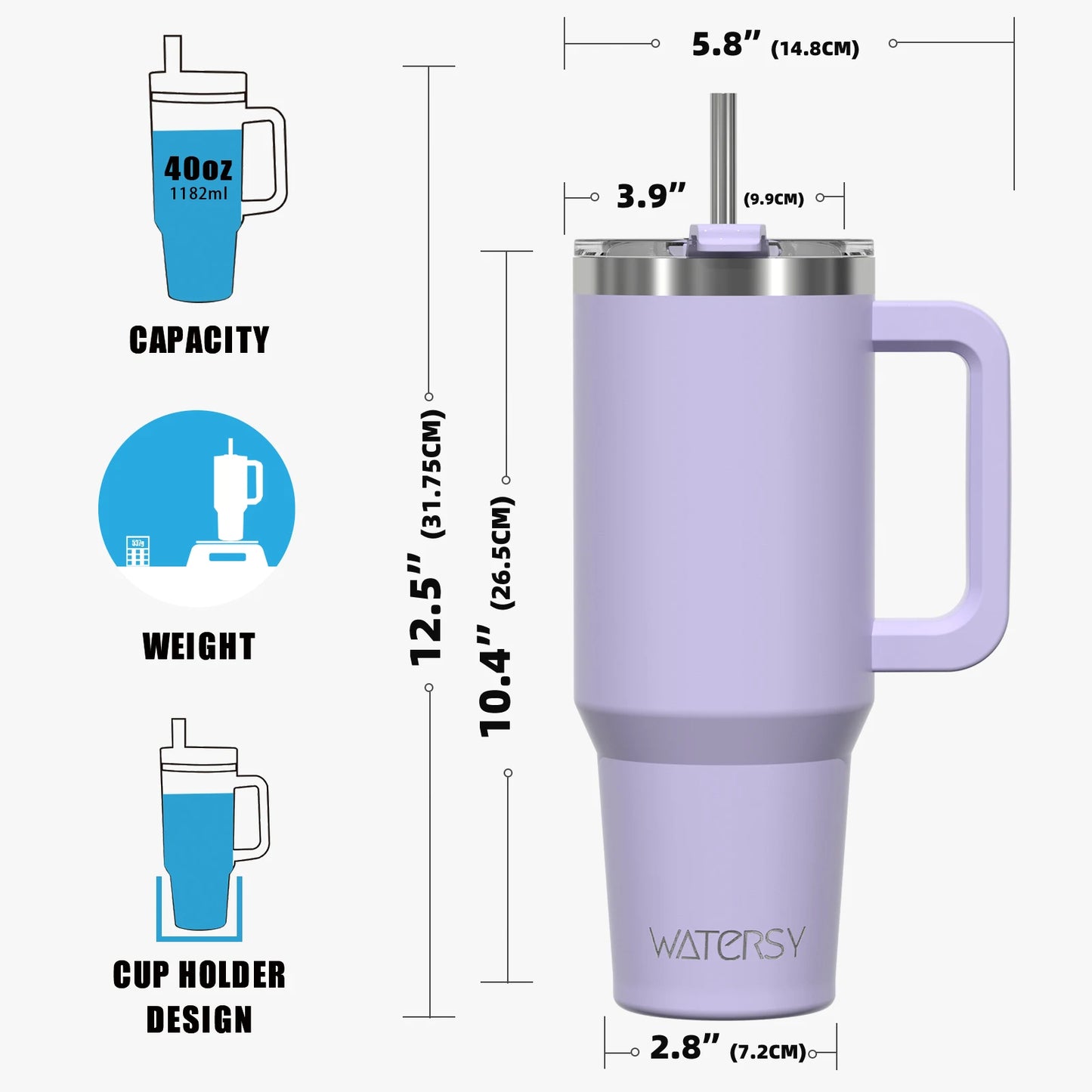 891/1182ml Insulated Mug With Handle And Straw Large Capacity 40oz Tumbler Stainless Steel Water Bottle Office Home Thermal Mug