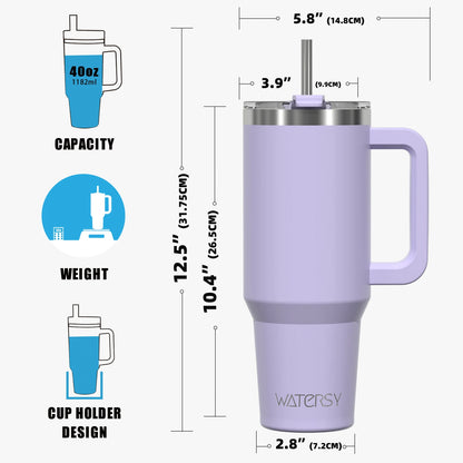 891/1182ml Insulated Mug With Handle And Straw Large Capacity 40oz Tumbler Stainless Steel Water Bottle Office Home Thermal Mug