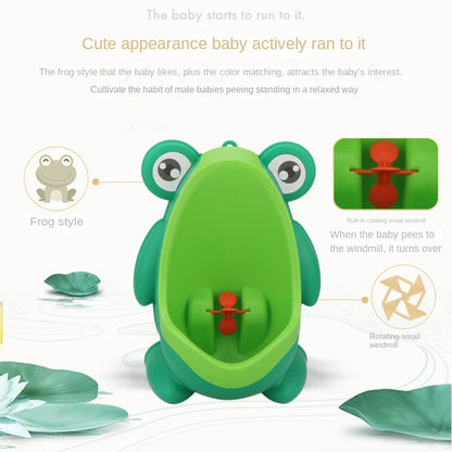 Baby Boys Standing Potty Cartoon Frog Shape Wall-Mounted Urinals Toilet Training Stand Vertical Urinal Potty Pee Infant Toddler