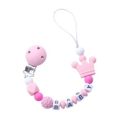 Handmade free personalized name silicone baby pacifier clip silicone crown koala pacifier chain holder baby safe teethin