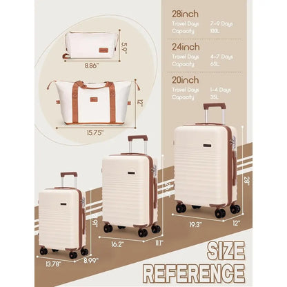 5-Piece Hardshell Luggage Set with Wheels, ABS Carry-On Suitcases, TSA Lock for Travel