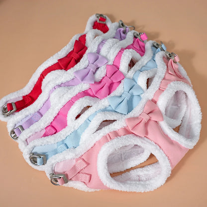 Winter Warm Pet Dog Harness Leash Set Soft Fur Padded Puppy Cat Harness Vest Thick Dogs Vest For Small Medium Dogs Chihuahua Pug