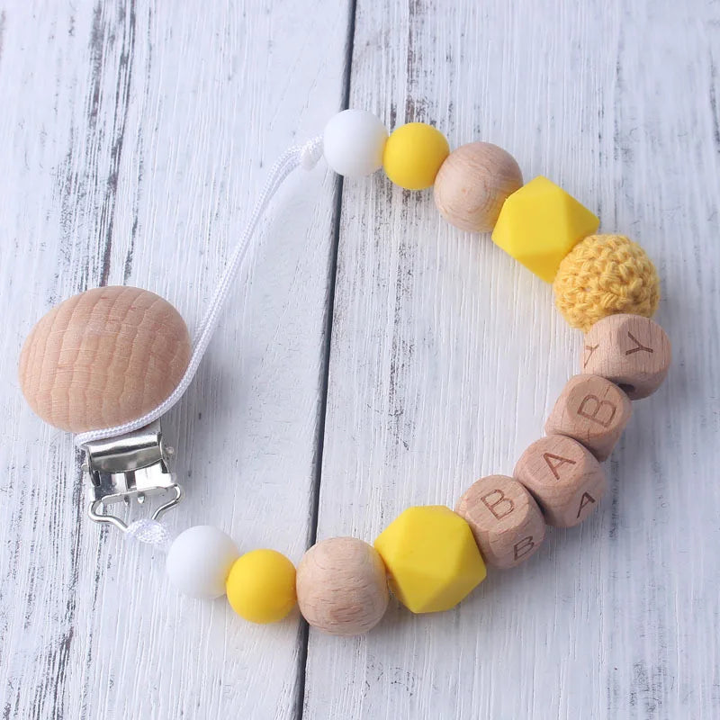 Handmade free personalized name silicone baby pacifier clip silicone crown koala pacifier chain holder baby safe teethin