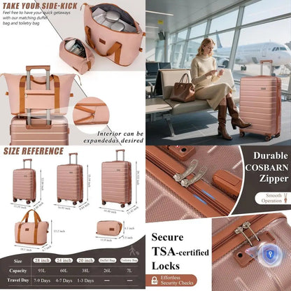 5-Piece Hardside ABS Spinner Luggage Set with TSA Lock, Waterproof and Lightweight for Men & Women