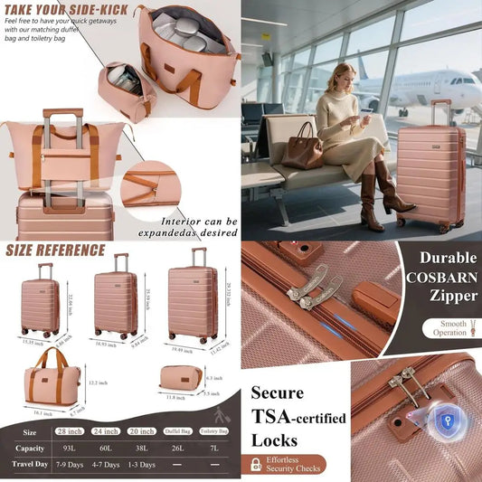 5-Piece Hardside ABS Spinner Luggage Set with TSA Lock, Waterproof and Lightweight for Men & Women