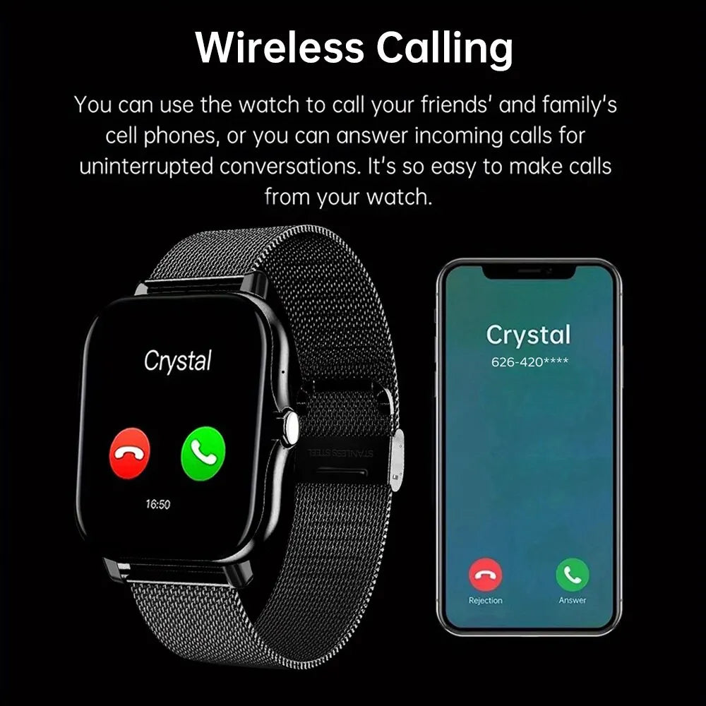 2025 Smartwatch Android Phone 1.44''Inch HD Screen Bluetooth Call Blood Oxygen/Pressure Monitoring Smart Watch Women Men Gift