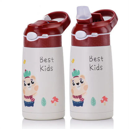 400ML Children Thermos Water Bottle Kids Thermos Mug Baby Duck Billed Straw 316 Stainless Steel Vacuum Flasks Tumbler Thermo Cup