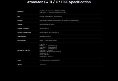 New AtomMan Gaming Mini PC G7 Ti /G7 Ti SE Intel Core i9-14900HX/ i7-14650HX+RTX 4070 DDR5 Minisforum AI Graphics Gaming Mini PC