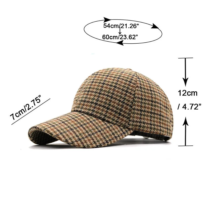 Plaid Baseball Cap - Warm, Lightweight & Adjustable for Autumn/Winter Outdoor Activities
