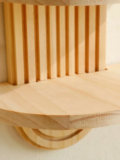 1Pc Wooden Wall Mounted Shelves, Boho Style Rack, Modern Home Decor for Living Room, Bathroom Display Decoration