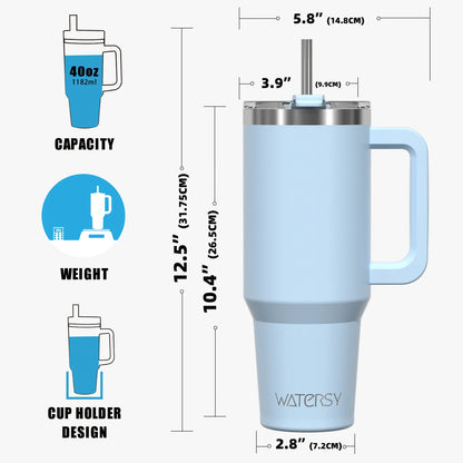 891/1182ml Insulated Mug With Handle And Straw Large Capacity 40oz Tumbler Stainless Steel Water Bottle Office Home Thermal Mug