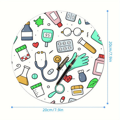 Round Nurses Doctors Office Rug Non-Slip Rubber Mouse Pad Gamers Desk Mat Mousepad Mouse Mat Playmat Set Up Desk Organizer
