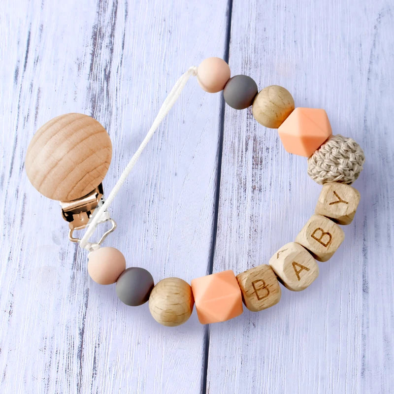 Handmade free personalized name silicone baby pacifier clip silicone crown koala pacifier chain holder baby safe teethin