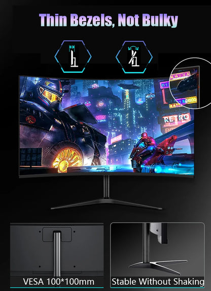 27 Inch VA 165hz Monitors Gamer 1MS 2K QHD 144hz Gaming Monitors PC LCD Curved Screen Monitor for Desktop Displays HDMI DP