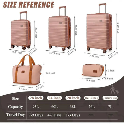 5-Piece Hardside ABS Spinner Luggage Set with TSA Lock, Waterproof and Lightweight for Men & Women