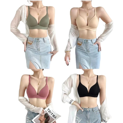 Japanese Style Seamless Push Up Bra Comfort Wireless Underwear Women's No Steel Ring Bralette 3/4 Cup Glossy Bra Female Lingerie