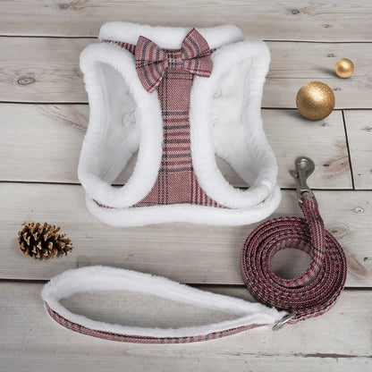 Winter Warm Pet Dog Harness Leash Set Soft Fur Padded Puppy Cat Harness Vest Thick Dogs Vest For Small Medium Dogs Chihuahua Pug